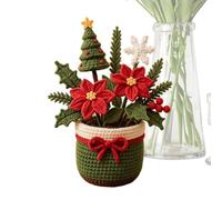 Pot Noël En Crochet Noël Doux Visage Souriant Mignon Festif | Cache-Pot En Tricot Décoration De Bureau Pour Saison Des Fêtes Pour Bureau de Travail Salle de ibliothèque Chambre B