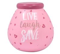 Pot of Dreams Tirelire en céramique Peinte à la Main Live Laugh Pink Smash | Écologique et Recyclable | Cadeau décoratif Parfait et économisez pour Les Soins personnels et Les Vacances, Multicolore,