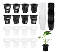 Pot Plantation Hydroponique, 60 Pièces Paniers Hydroponiques Plastique, Filet Hydroponique en Plastique, Pots de Jardin Net Cup, pour Culture Hydroponique Aéroponique, Plantation de Fleurs, Jardinage