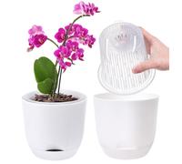 Pot pour orchidées, modèle 2er-Set, 14,7 cm, système d'auto-arrosage, couleur blanc pur