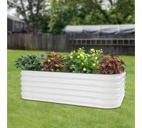 Pot rectangulaire - 195 x 60 x 43 cm - Grande jardinière d'extérieur en aluminium et métal galvanisé