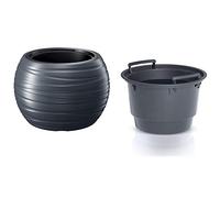 Pot rond en plastique Maze avec réservoir 25L en couleur anthracite 39,6 (L) x 39,6 (l) x 26 (H) cm