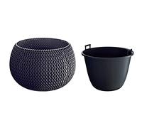 Pot rond en plastique Splofy Bowl avec réservoir en couleur anthracite 29 (Longeur) x 29 (largeur) x 19 (Hauteur) cm