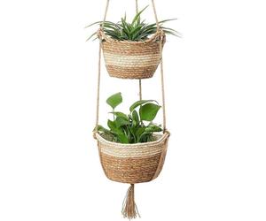 Pot suspendu pour algues marines - Pot de fleurs pour l'intérieur et l'extérieur - Housse pour pots de fleurs - Panier de rangement pour plantes - Décoration d'intérieur - 2 tailles (beige) Flower Han