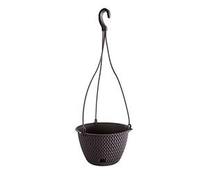 Pot suspendu rond 4,8L Prosperplast Splofy WS rond en plastique de couleur anthracite, Ø27 x 16,6 cm