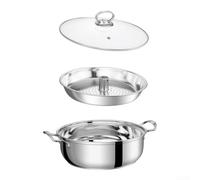 Pot Vapeur Crabe Commercial Acier Inoxydable 30cm(L) | Circulation vapeur rapide, cuisson uniforme, garde saveurs fraîches, pour idéal crabe et crevettes, 28cm compact