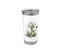 Pot vintage avec fleurs sauvages Cottagecore Gobelet isotherme en acier inoxydable double paroi