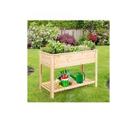 potager carré sur pied en bois avec etagère 92 x 41 x 81cm hauteur ergonomique charge 80kg pour plantes