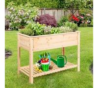 potager carré sur pied giantex en bois avec etagère 92 x 41 x 81cm hauteur ergonomique charge 80kg pour plantes Bois G