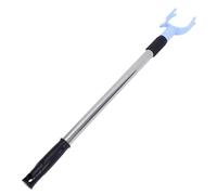 Poteau à Linge Noir en Acier Inoxydable Télescopique Réglable 58-90cm | Fourchette en Plastique, Usage Domestique pour Suspendre les Vêtements, Finition Élégante, Longueur Ajustable