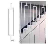 Poteau de balustre IR en métal blanc, colonne de balustrade réglable de 240 à 150 cm pour clôtures de ferrovier, loft et couloir, anti-chute (76in / 193 cm de hauteur)