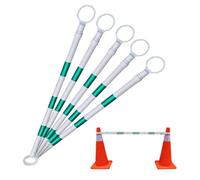 Poteau de barrière de sécurité télescopique réglable, cône de signalisation réfléchissant de 1,2 à 2 mètres, Lot de 5, Vert et Blanc, Dispositif de contrôle des foules pour Une visibilité et