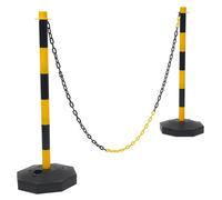 Poteau de délimitation en plastique - Poteau avec chaîne - 85 cm - Modèle autoportant, socle lesté - Usage intérieur/extérieur - Gestion des flux de personnes et de la circulation - Jaune