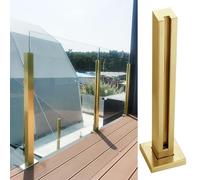 Poteau de garde-corps commercial en verre doré, kit de balustrade en acier inoxydable brossé pour intérieur/extérieur, système de main courante de sécurité, poteau haut de gamme de 41,3 pouc