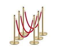 Poteau de Guidage Doré 6PCS Avec Corde Velours 150cm Pour Exposition Billetterie