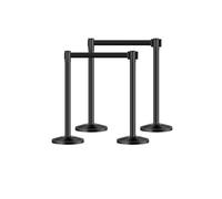 VEVOR Poteau de guidage, 4 pcs, barrière de balisage pour contrôle de foules, avec base creuse, sangle rétractable noire et poteaux noirs en acier au carbone, pour théâtre, fête, mariage, exposition