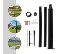 Poteau de lampadaire - Poteau métallique pour lampes - Hauteur : 3 mètres - Matériau : fer - Montage au sol ou sur clôture - Capacité de charge jusqu'à 5 kg - Composé de 4 parties - Couleur : noir