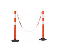 Poteau de Signalisation 2PCs 87,1 cm, Balise de Délimitation avec Base Lestée, Bandes Réfléchissantes et Chaîne