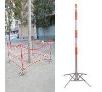 Poteau de signalisation/Cône/Piquet de clôture temporaire (1 pièce) | Avec base rétractable en forme de parapluie ; convient aux parkings, à la gestion des foules(Chrome plating)