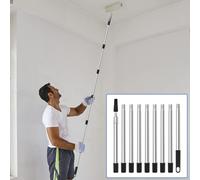 Poteau d'extension de rouleau de peinture de 10,83 pieds avec adaptateur conique, poteau d'extension léger en acier inoxydable à 9 segments pour la peinture et 9pcs