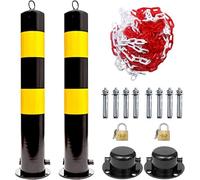 poteaux de barrière de voie, Lot de 2 poteaux sécurité amovibles avec verrou for allées(550x114mm)