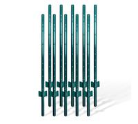 Poteaux de clôture Relaxdays, lot de 10, pour clôture en fil de fer, verts | Piquet de clôture à enfoncer, hauteur 120 cm, profilé en U, jardin, acier