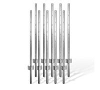 Poteaux de clôture Relaxdays, lot de 10, pour grillage, à enfoncer, 90 cm, profil en U, jardin, acier, argent
