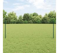 Poteaux De Clôture Vidaxl 11 Pcs U-Channel Vert 80 Cm Acier, Clôture Hexagonale Vidaxl Verte 0.8x25 M Acier