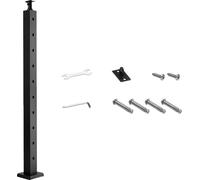 Poteaux de garde-corps à câbles SucceBuy, 914 x 50,8 x 50,8 mm, poteaux avec trous pré-percés à 30°, acier inoxydable SUS304, support courbé, adaptés aux mains courantes et balustrades, noir