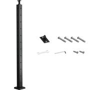 Poteaux de garde-corps en acier SucceBuy, 106,6 x 4,98 x 4,98 cm, poteaux d'angle avec trous en L pré-percés, acier inoxydable SUS304, support courbé, 1 pièce, noir