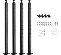 Poteaux de garde-corps SucceBuy, lot de 4, 1067 x 50,8 x 50,8 mm, trous horizontaux pré-percés, acier inoxydable SUS304, supports courbés, adaptés aux mains courantes et aux balustrades, noir