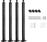 Poteaux de garde-corps SucceBuy, lot de 4, 914 x 25,4 x 50,8 mm, trous horizontaux pré-percés, acier inoxydable SUS304, support courbé, adaptés aux mains courantes et aux balustrades, noir