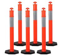 Poteaux de signalisation et cônes de sécurité - Cônes de sécurité avec base - Lot de 6 - Hauteur : 114 cm - Avec bandes réfléchissantes - Pour parking et route - Rouge