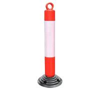 Poteaux délimitation avec base, cônes signalisation portables avec bande réfléchissante blanche, poteau stationnement robuste base caoutchouc à ressort pour chantier(A 80CM)