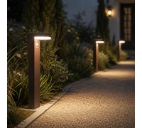 Lumisky Balise solaire à fixer ou à planter LED blanc chaud avec détecteur de mouvement CENOVA TALL CORTEN H50cm