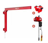 Potence murale 500 kg - Avec palan électrique à chaîne 300 kg 6 m et Chariot porte-palan MW Tools PHM500SET3