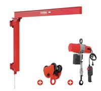 Potence murale 500 kg avec palan électrique à chaîne 6 m et chariot roulant MW Tools PHM500SET2
