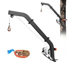 Potence pour gibier - Dispositif de levage pour montage sur arbre - Capacité de charge 160 kg - Avec sangle à cliquet - Pour dépouiller, nettoyer et suspendre le gibier - Dimensions 120 x 31 x 13 cm -