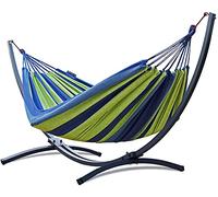 Potenza® Hamac avec Support Anti-Rouille pour 2 Personnes Démontable - Les Hamacs Double XXL - Lit en métal galvanisé antirouille Suspendu Portable - Jardin - Support Graphite Un Hamac Bleu Vert