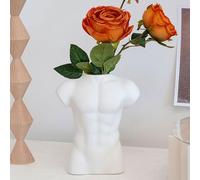 Poterie Blanche Forme Masculine Corps Vase à Fleurs Créatif Nud E Man Statue Buste Art Vase pour Fleurs Vase Blanc Moderne Pots de Fleurs pour Boho Bureau Maison Décoration Intérieure