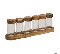 Paris Prix Pots à épices Lot de 6 Plateau 34 cm en verre Transparent