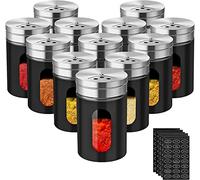 Pots à Épices, HOMGEN 12PCS Bocaux à Épices en Acier Inoxydable 90ml Bocaux Epices Portables avec 3 Trous Réglables Boîtes à Épices Cuisine Avec Étiquettes Récipients de stockage d'Epices pour Cuisine
