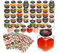 Pots à Épices Vilde - Set de 48 Récipients en Verre - 5,5 x 5,5 x 7,5 cm - Transparent
