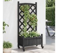 vidaXL Jardinière avec treillis 365488 Bac à fleurs en bois massif de sapin Marron