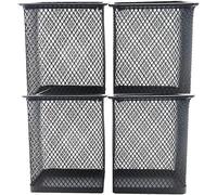 Pots Crayons Maille Métallique - Lot De 4 Noir - Organisation Bureau - Stylos