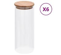 Pots de conservation en verre couvercle en bambou 6 pcs 1000 ml Transparent G