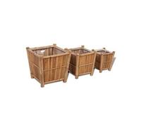 vidaXL Bac à plantes 3 pcs Bambou résistant aux intempéries Carré Dimensions variées