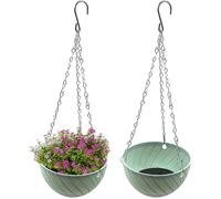 Pots de fleurs à suspendre bleus - lot de 2 jardinières murales 15x15x9 cm en plastique avec drainage