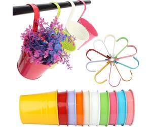 Pots de fleurs à suspendre en métal, 10pcs Suspendus, multicolores, pour jardin, balcon, clôture vraiment robustes 10x10x8cm