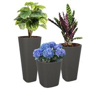Pots de fleurs - Anthracite - Set de 3 - Ø39 cm - H 41/61/81 cm - Plastique résistant UV